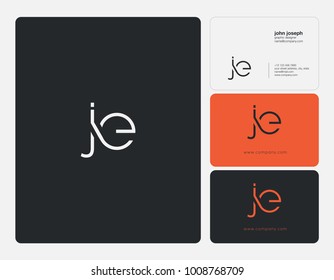 Letters J E, J&E joint logo icon with business card vector template.