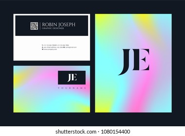 Letters J E, J & E joint logo icon with business card vector template.