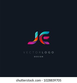 Letters J E, J & E logo, multi colour letters icon vector template.
