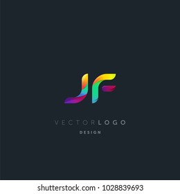 Letters J F, J & F logo, multi colour letters icon vector template.