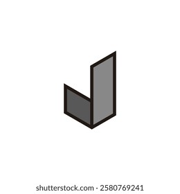 letters j fold 3d shadow simple geometric outline logo vector 