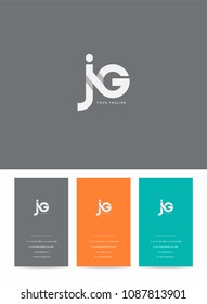 Letters J & G logo, icon with business card vector template.