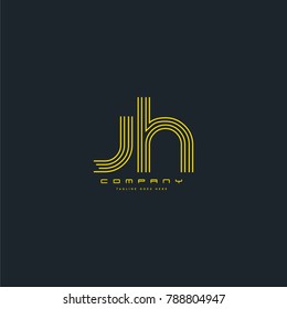 Letters J H joint line logo icon. Stroke letter vector element.