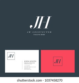 Letters J H, J & H joint logo icon with business card vector template.
