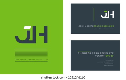Letters J H, J & H joint logo icon with business card vector template.