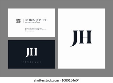 Letters J H, J & H joint logo icon with business card vector template.