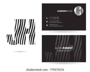 Letters J H Logo icon with Business Card Template Vector.