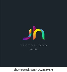 Letters J H, J & H logo, multi colour letters icon vector template.