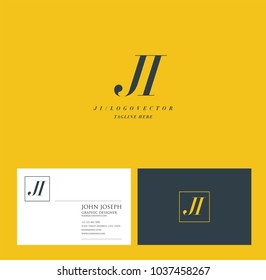 Letters J I, J & I joint logo icon with business card vector template.
