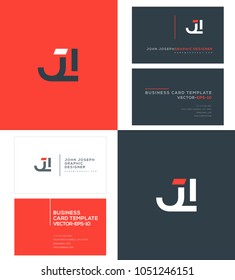 Letters J I, J & I joint logo icon with business card vector template.