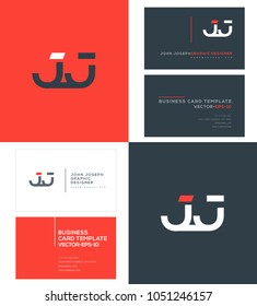 Letters J J, J & J joint logo icon with business card vector template.