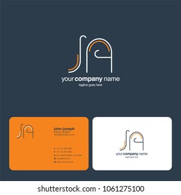 Letters J & A joint logo icon with business card vector template.