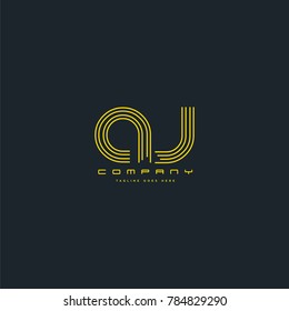 Letters A & J joint logo icon. Stroke letter vector element.
