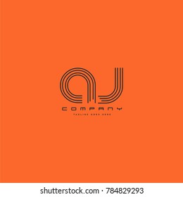 Letters A & J joint logo icon. Stroke letter vector element.
