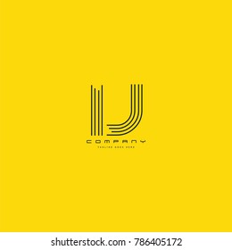 Letters I & J joint logo icon. Stroke letter vector element.