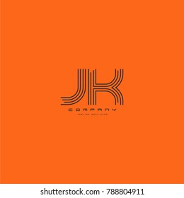 Letters J K joint line logo icon. Stroke letter vector element.