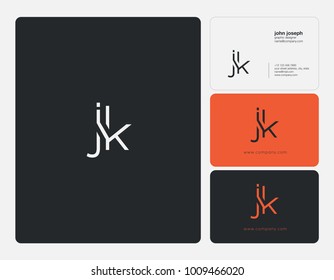 Letters J K, J & K joint logo icon with business card vector template.