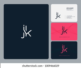 Letters J K, J & K joint logo icon with business card vector template.