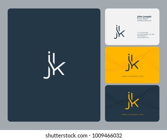 Letters J K, J & K joint logo icon with business card vector template.