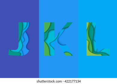 Letters J, K, L design template element. Material design  Characters for vector logo, icon and sign.