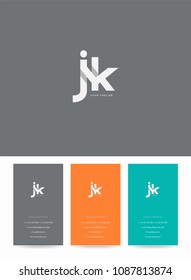 Letters J & K logo, icon with business card vector template.