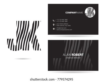 Letters J K Logo icon with Business Card Template Vector.