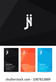 Letters J & I logo, icon with business card vector template.