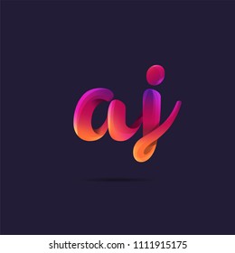 Letters A J, A & J logo, multi colour letters icon vector template.
