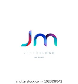 Letters J M, J & M logo, multi colour letters icon vector template.