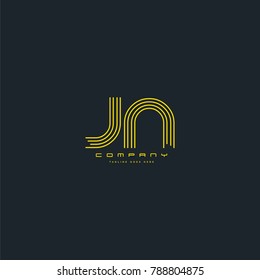 Letters J N joint line logo icon. Stroke letter vector element.