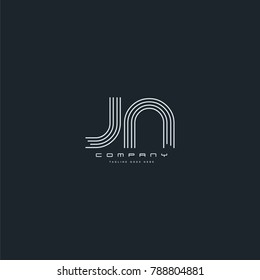 Letters J N joint line logo icon. Stroke letter vector element.