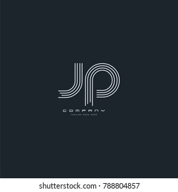 Letters J P joint line logo icon. Stroke letter vector element.