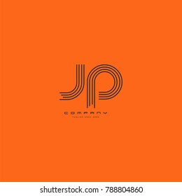 Letters J P joint line logo icon. Stroke letter vector element.