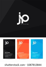 Letters J & P logo, icon with business card vector template.