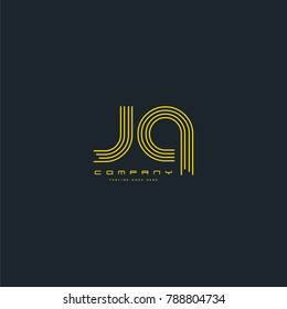 Letters J Q joint line logo icon. Stroke letter vector element.