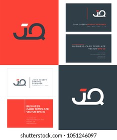 Letters J Q, J & Q joint logo icon with business card vector template.