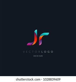 Letters J R, J & R logo, multi colour letters icon vector template.