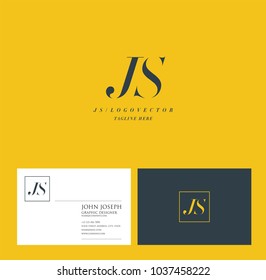 Letters J S, J & S joint logo icon with business card vector template.
