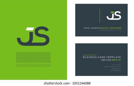 Letters J S, J & S joint logo icon with business card vector template.