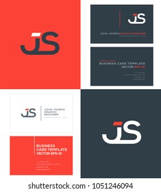 Letters J S, J & S joint logo icon with business card vector template.