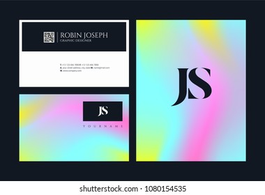 Letters J S, J & S joint logo icon with business card vector template.