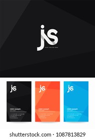 Letters J & S logo, icon with business card vector template.