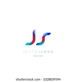 Letters J S, J & S logo, multi colour letters icon vector template.