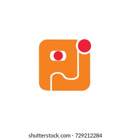 letters a j square one eye symbol logo vector