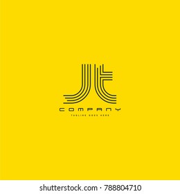 Letters J T joint line logo icon. Stroke letter vector element.
