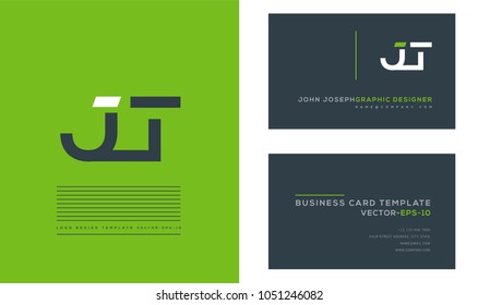 Letters J T, J & T joint logo icon with business card vector template.