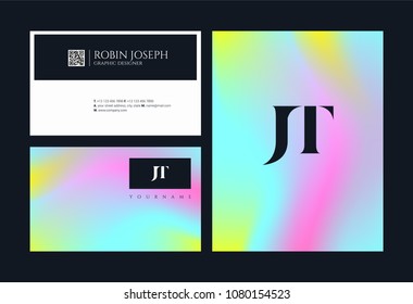 Letters J T, J & T joint logo icon with business card vector template.