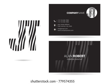 Letters J T Logo icon with Business Card Template Vector.
