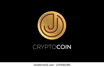 letters J Token cryptocurrency golden coin, Digital online technology blockchain isolated creative letters icon, Vector illustration. Use for logos.