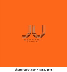 Letters J U joint line logo icon. Stroke letter vector element.